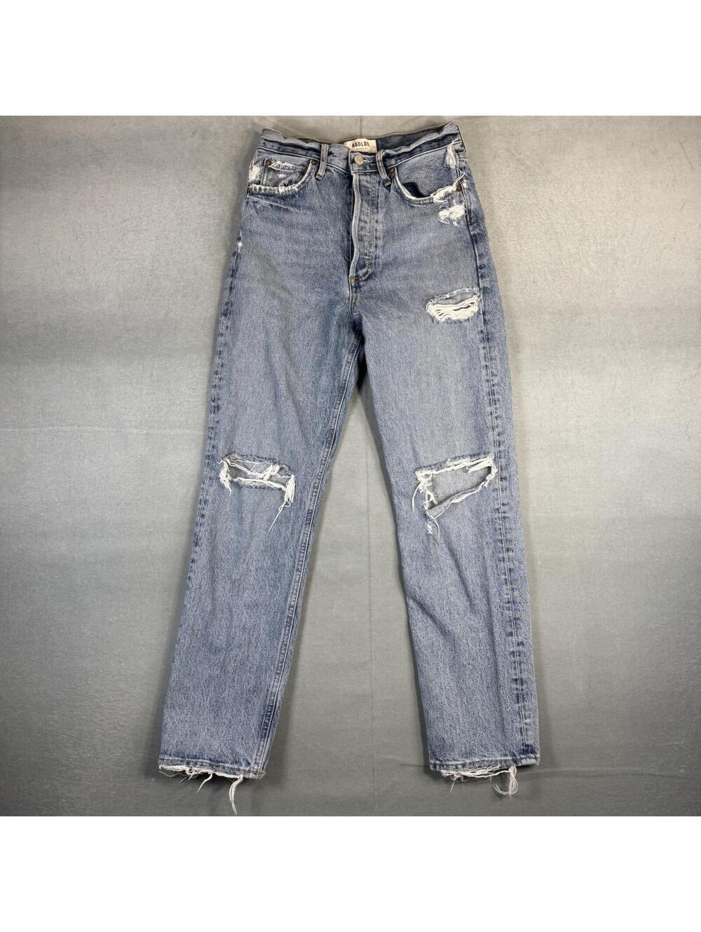 Agolde 90's Jean Womens 23 Distressed Blue Light Wash High Rise Straight Leg